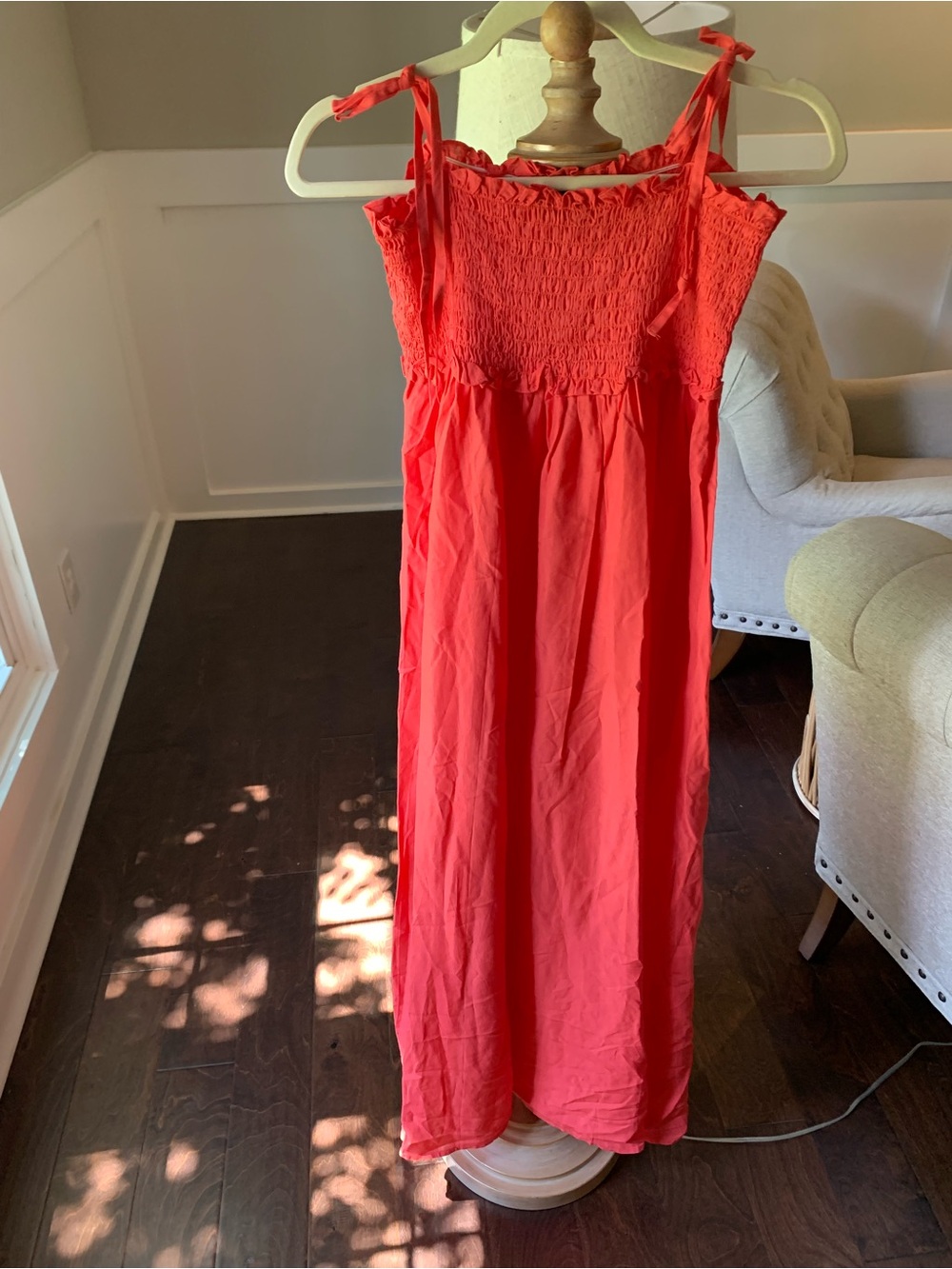 Tuckernuck Coral Smocked Maxi Dress